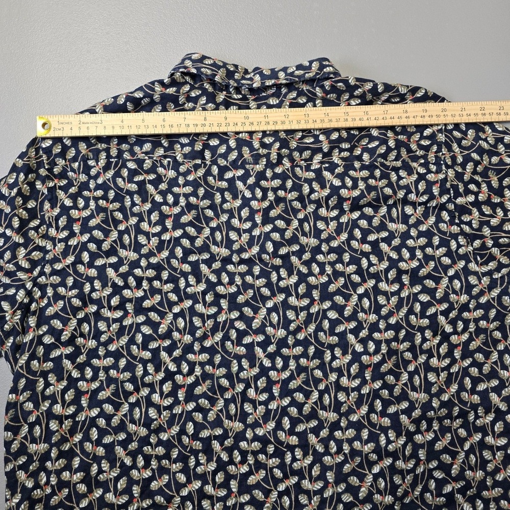Perry Ellis 100% Linen Shirt Mens 2XL Blue Floral Button Up Short Sleeve Casual - Picture 7 of 10